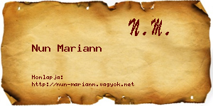 Nun Mariann névjegykártya